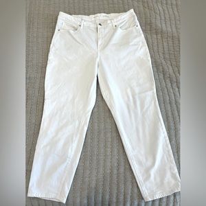 White straight leg jeans